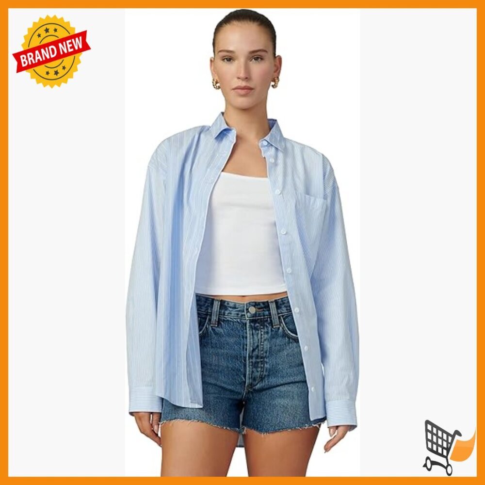 Loose Fit Button Down Shirt, Cotton Poplin, Patch Pocket, Cuff Closure